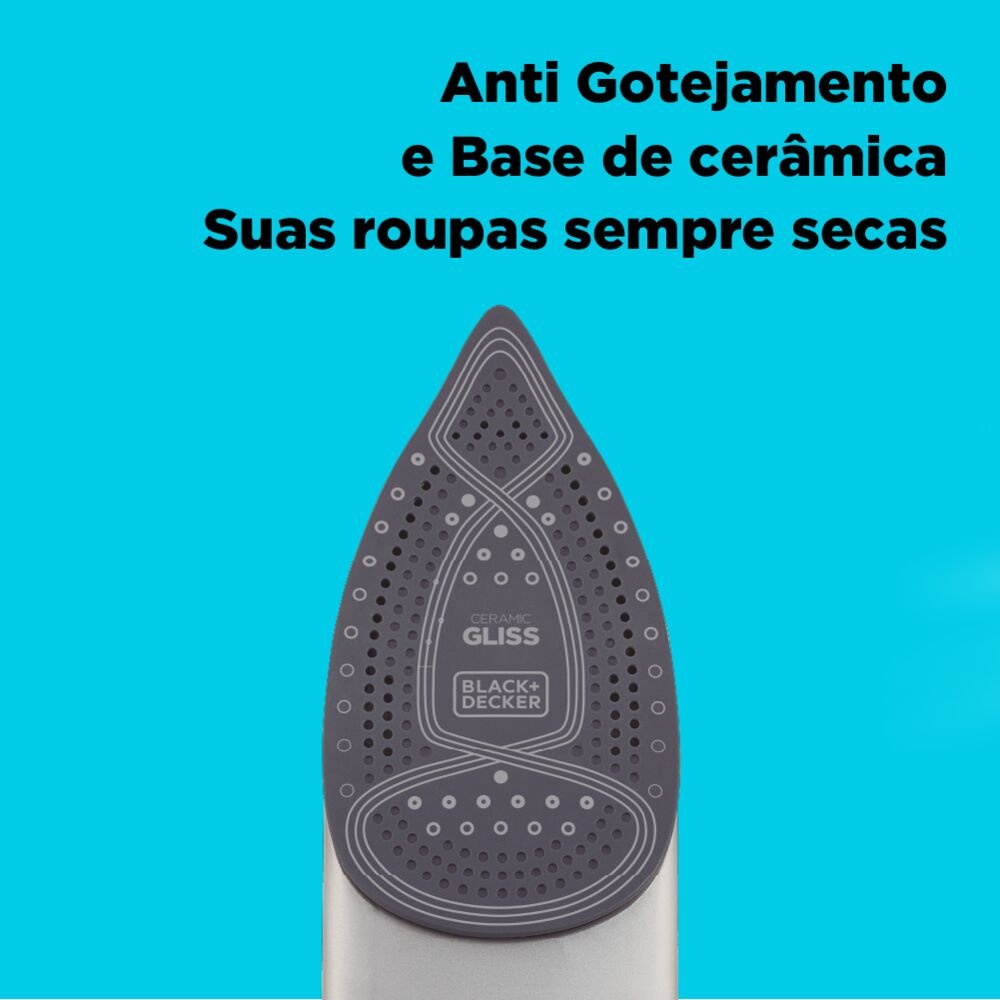 Ferro De Passar Roupa A Vapor Black + Decker Antigotejamento 220V 1200W Preto/Verde - Fx2700-B2