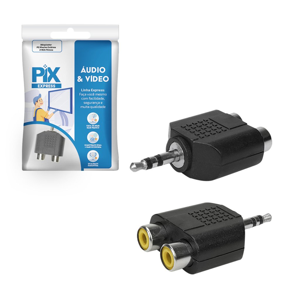 Adaptador P2 Macho Estereo / 2x RCA Femea