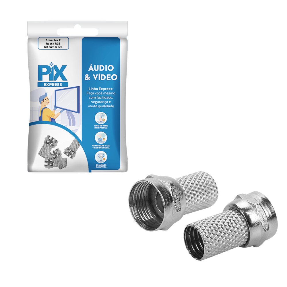 Conector f Rosca Rg-6 - Kit Com 4 Pcs