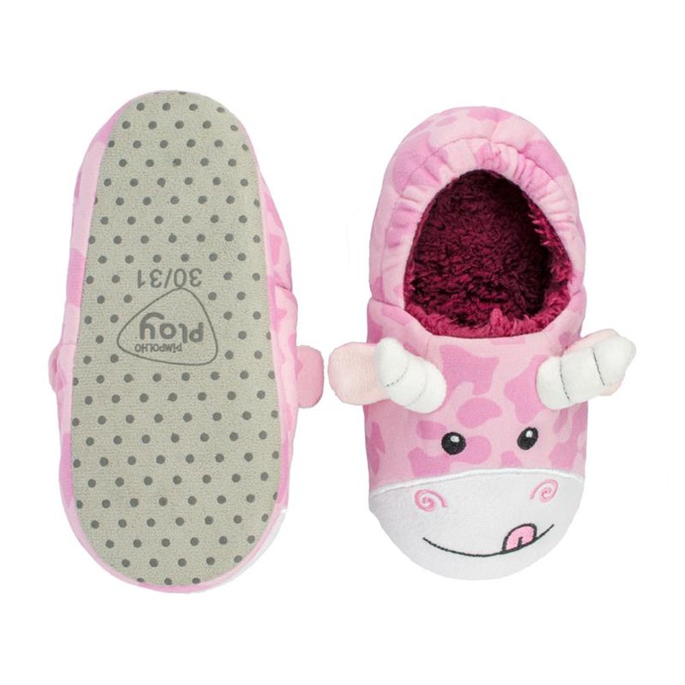Kit Pantufa Play Rosa Vaca Feminina Pimpolho Com 3 Pares - Numeração 28 A 33