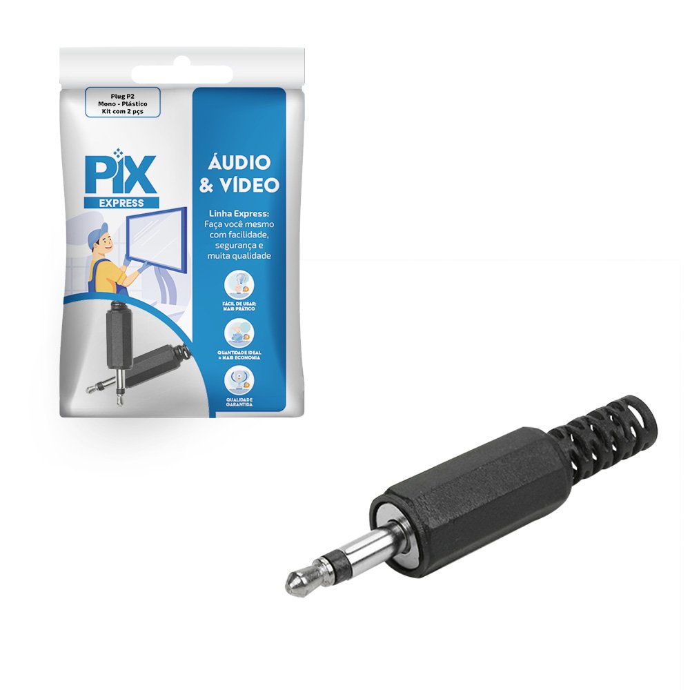 Plug P2 Mono - Plastico - Kit Com 2 Plugs