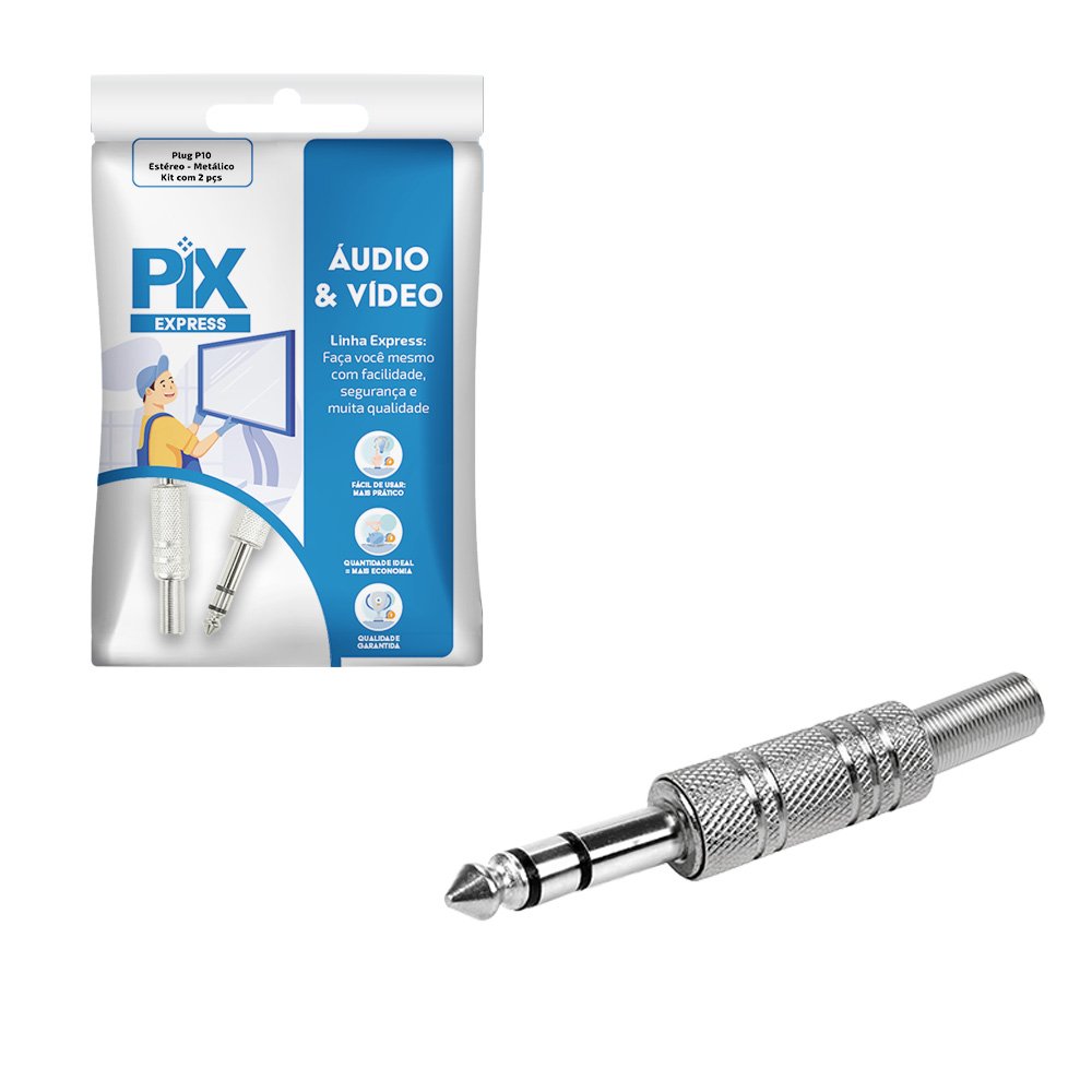 Plug P10 Estereo - Metalico - Kit Com 2 Plugs