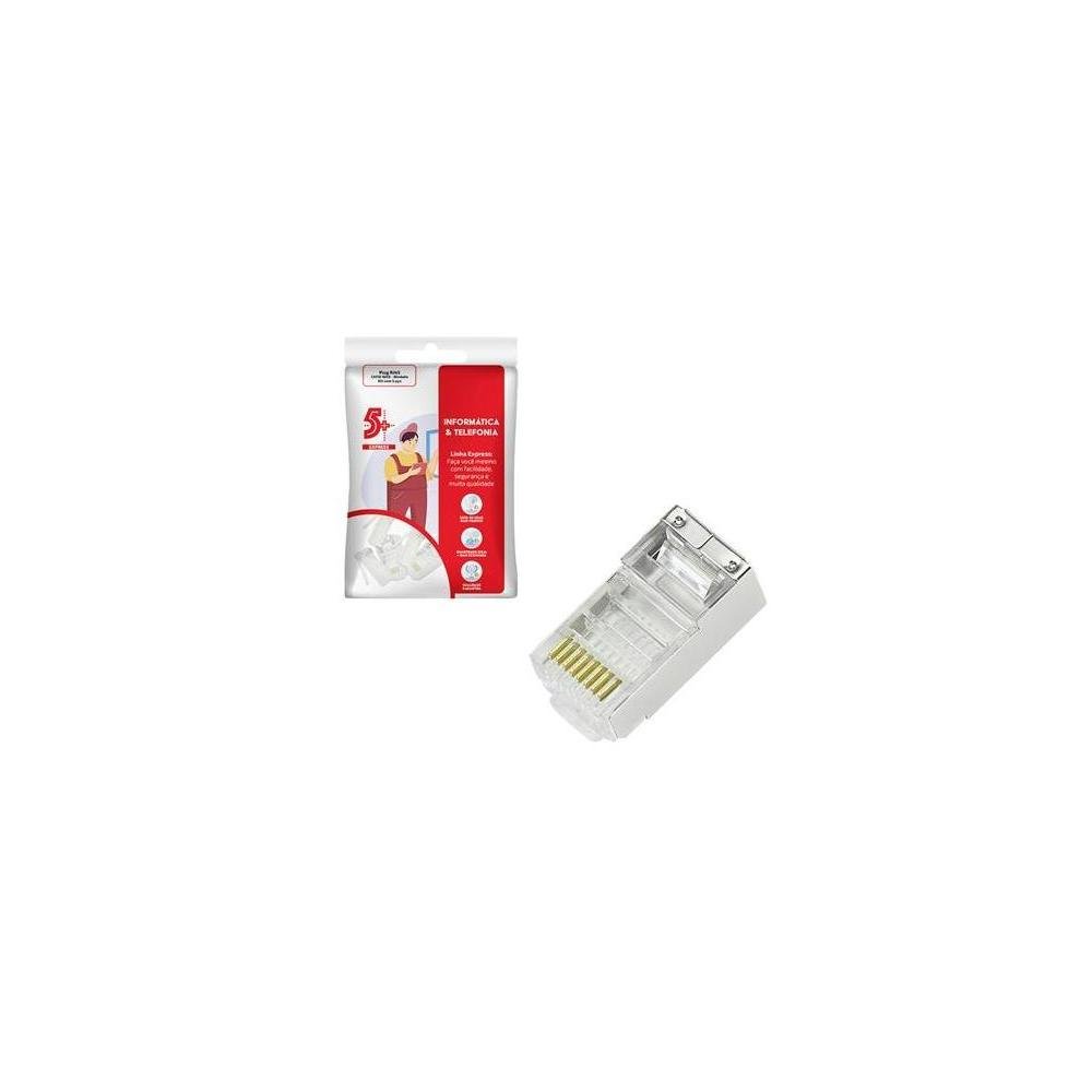 CONECTOR RJ 45 8X8 CAT5E BLINDADO MACHO KIT 5PCS.