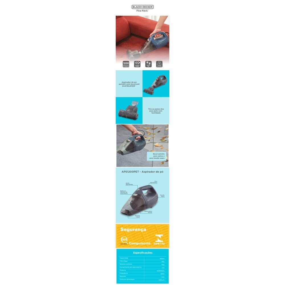 Aspirador De Pó Elétrico Portátil APS1200 Com Função Sopro 1200 Watts - 127V