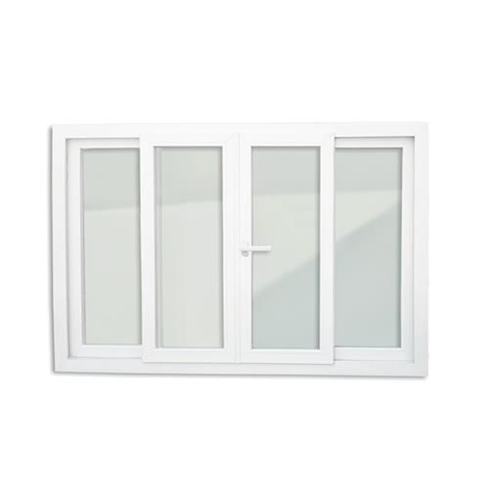 Janela Pvc Itec 4 Folhas 100 X 240 Vidro Liso com Cremona