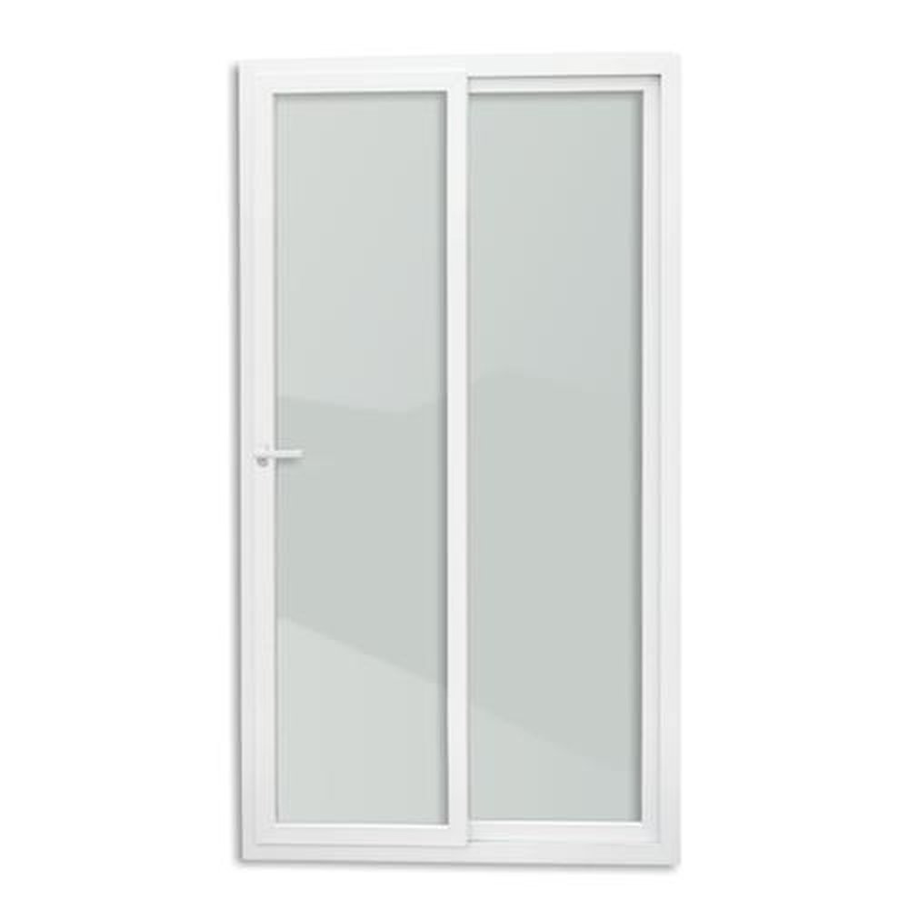 Porta Correr Pvc Itec 2 Folhas 210 X 150 Vidro Liso Temperado com Cremona