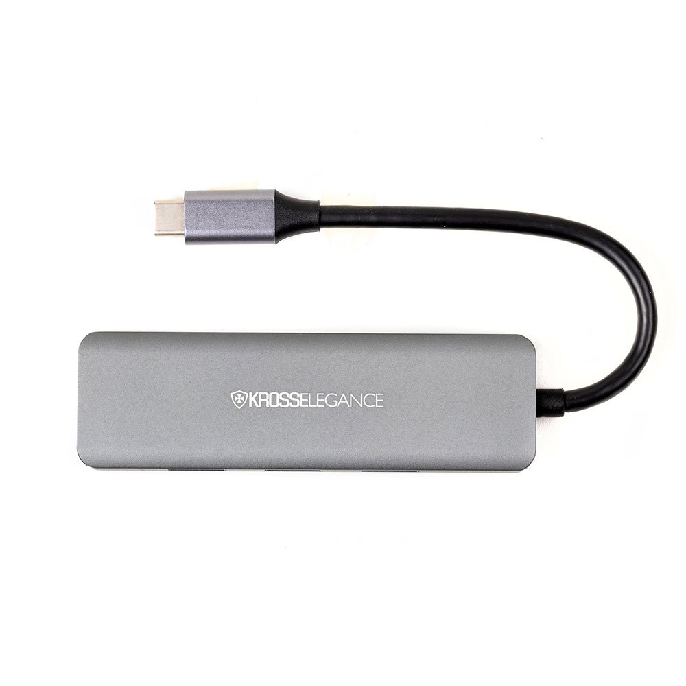 HUB USB-C 7 em 1 (2 x USB 3.0 + HDMI + Áudio 3 5mm + Leitor SD/TF + USB-C Energizada PD) - Kross Elegance - KE-UC4203