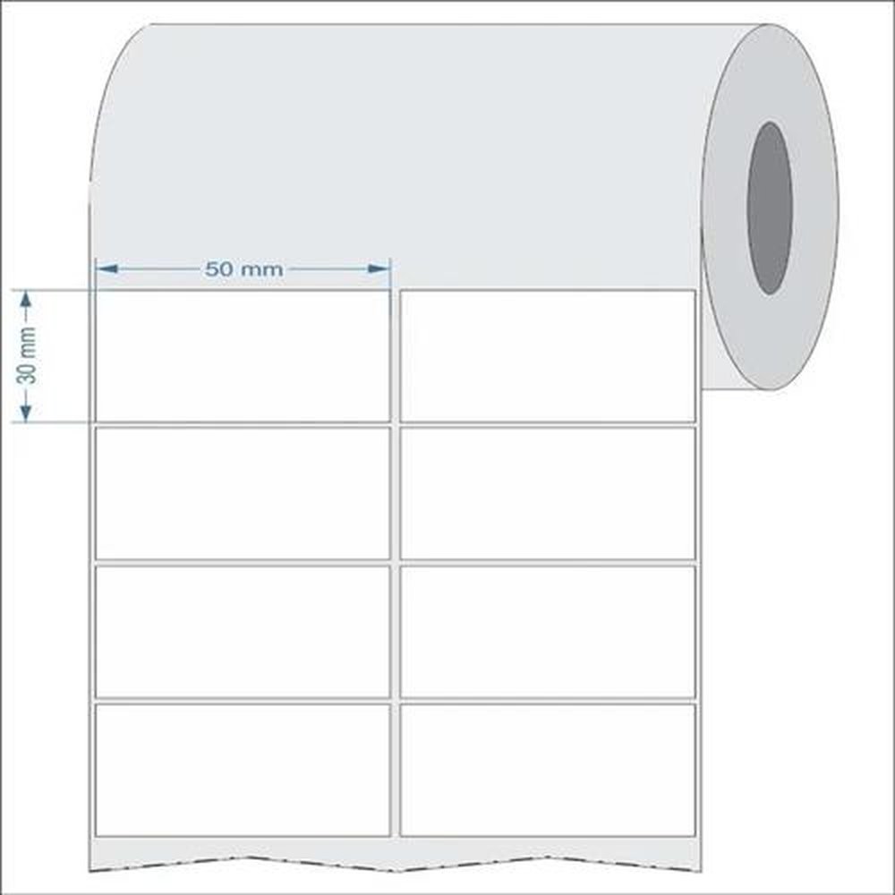 Etiqueta Adesiva Couchê 50 x 30 mm - 2 Carreiras 30 Metros