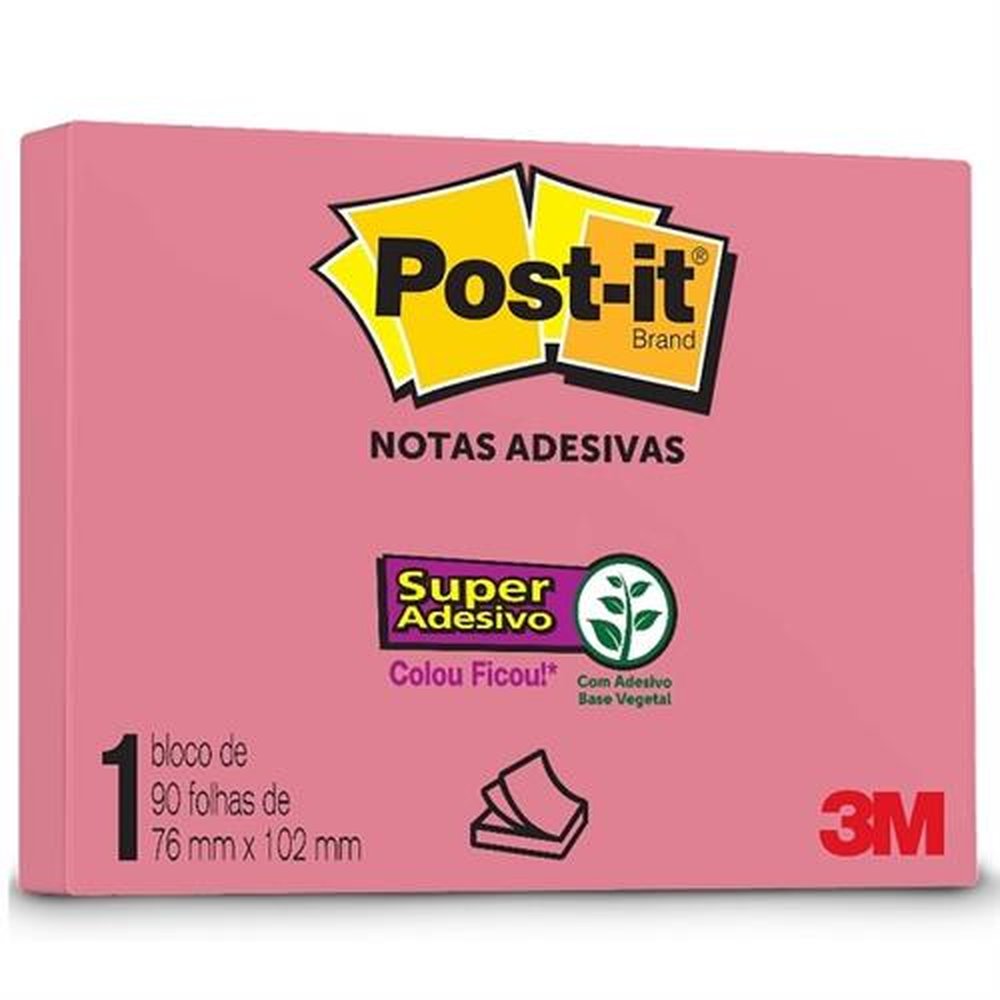 POST-IT PINK 76MM X 102MM 90 Folhas 3M