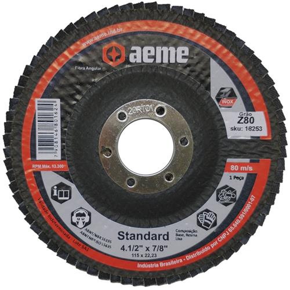 Disco Flap Aeme Fibra Angular Zirconio Standard 4.1/2" x 7/8" Z80