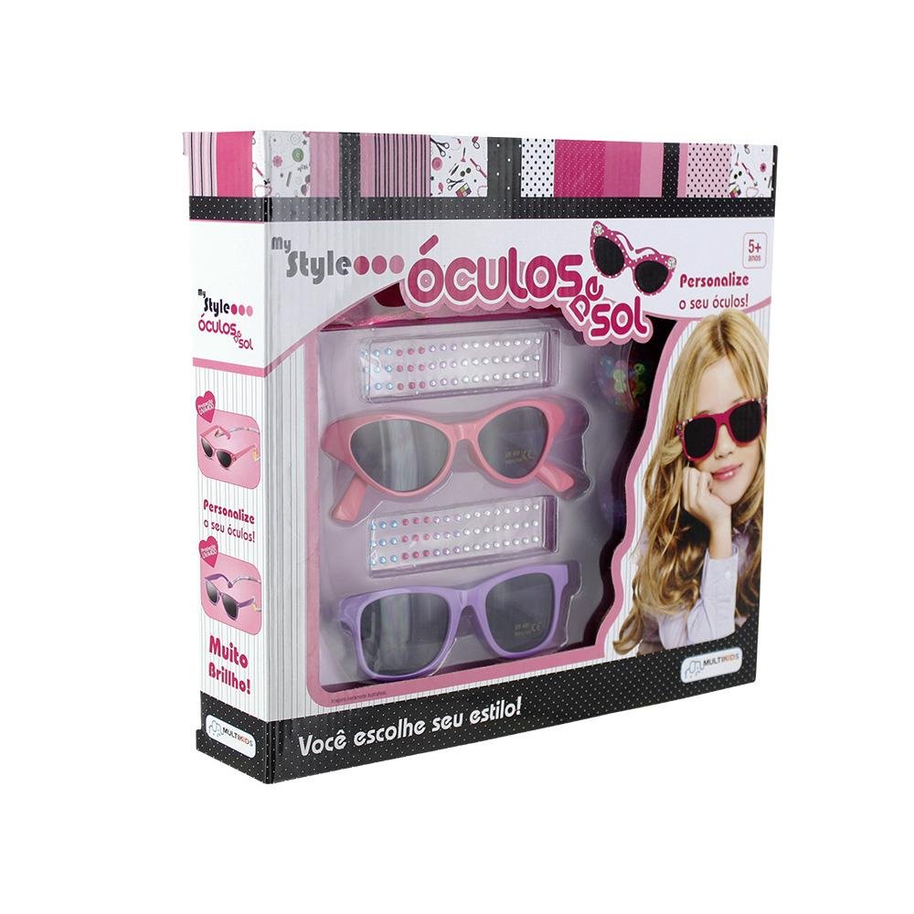 Óculos de Sol My Style com Acessorios para Personalizar e Proteção UVA400 Indicado para +5 Anos Multikids - BR135
