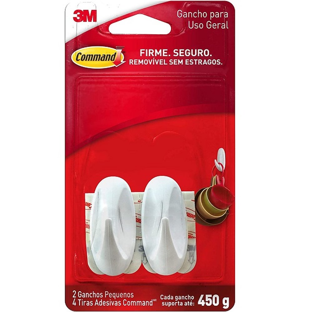 Gancho Adesivo Command Branco Pequeno ATE 450G 2 Unidades 3M