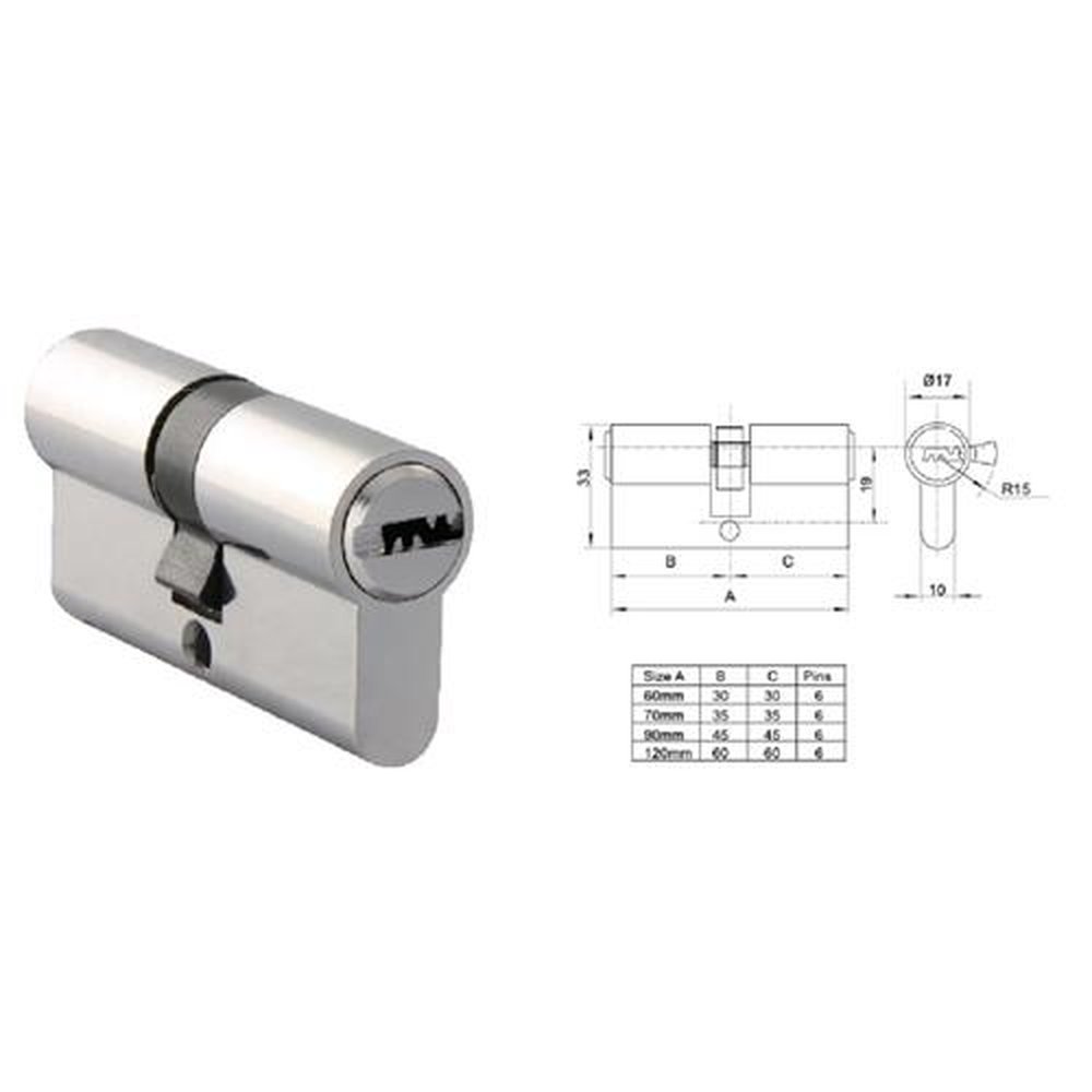 Cilindro 120mm padrão Europeu multiponto modelo F-120-A ¿ Fortezza