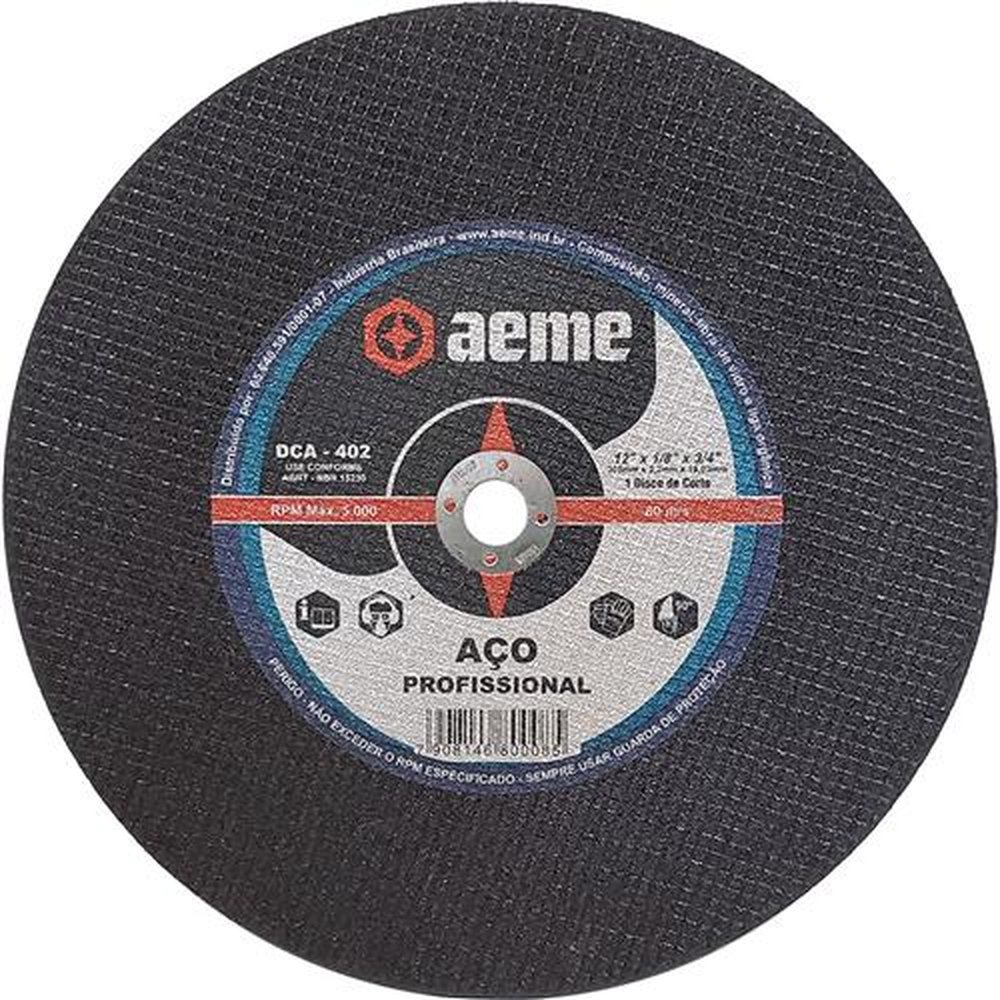 Disco de Corte Aeme para Aço DCA 402 12" x 1/8" x 3/4"