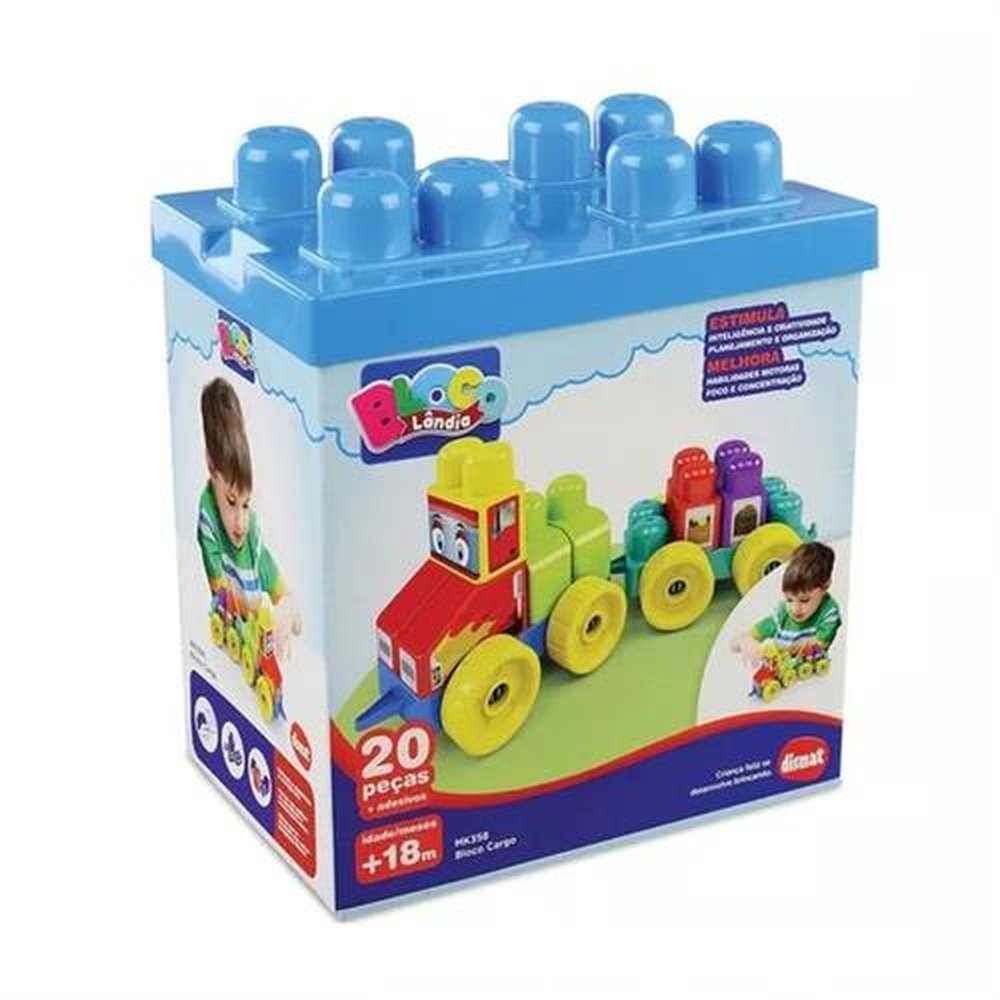 Blocos de Montar Blocolandia Cargo 20 Peças Dismat MK358