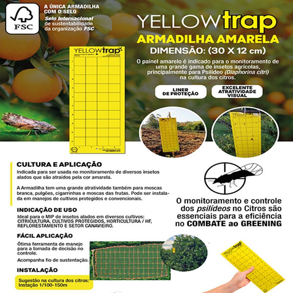 Armadilha Adesiva Amarela Insetos Yellow Trap Garden - Emb. Contém 40x5 Unid.
