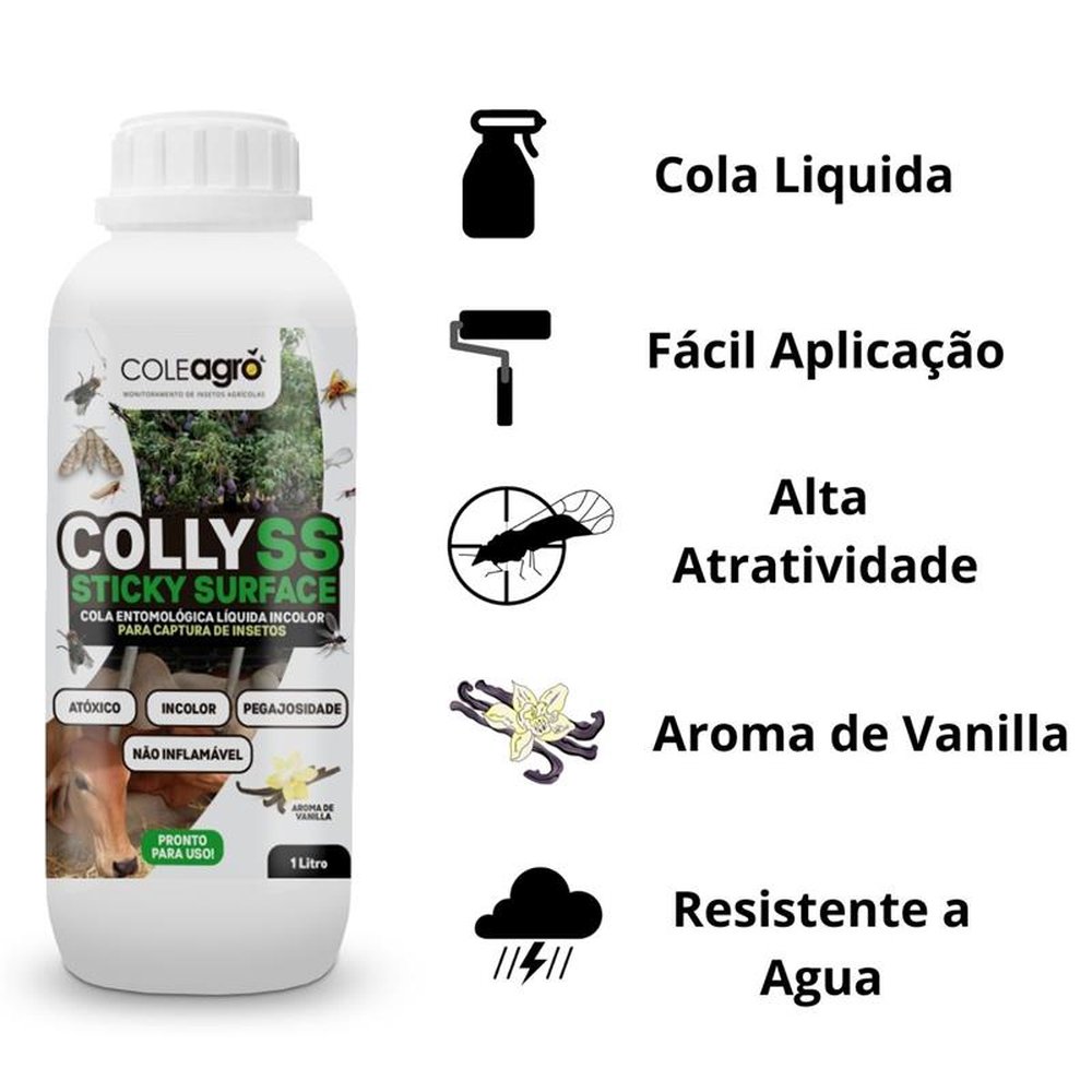 Cola Entomológica Armadilha Alto Poder Adesivo Para Insetos Colly SS 1kg - Emb. contém 12 unidades