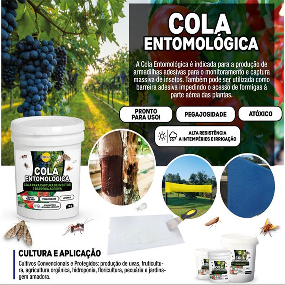 Cola Entomológica Armadilha Adesiva Para Insetos 1kg - Emb. contém 08 unidades