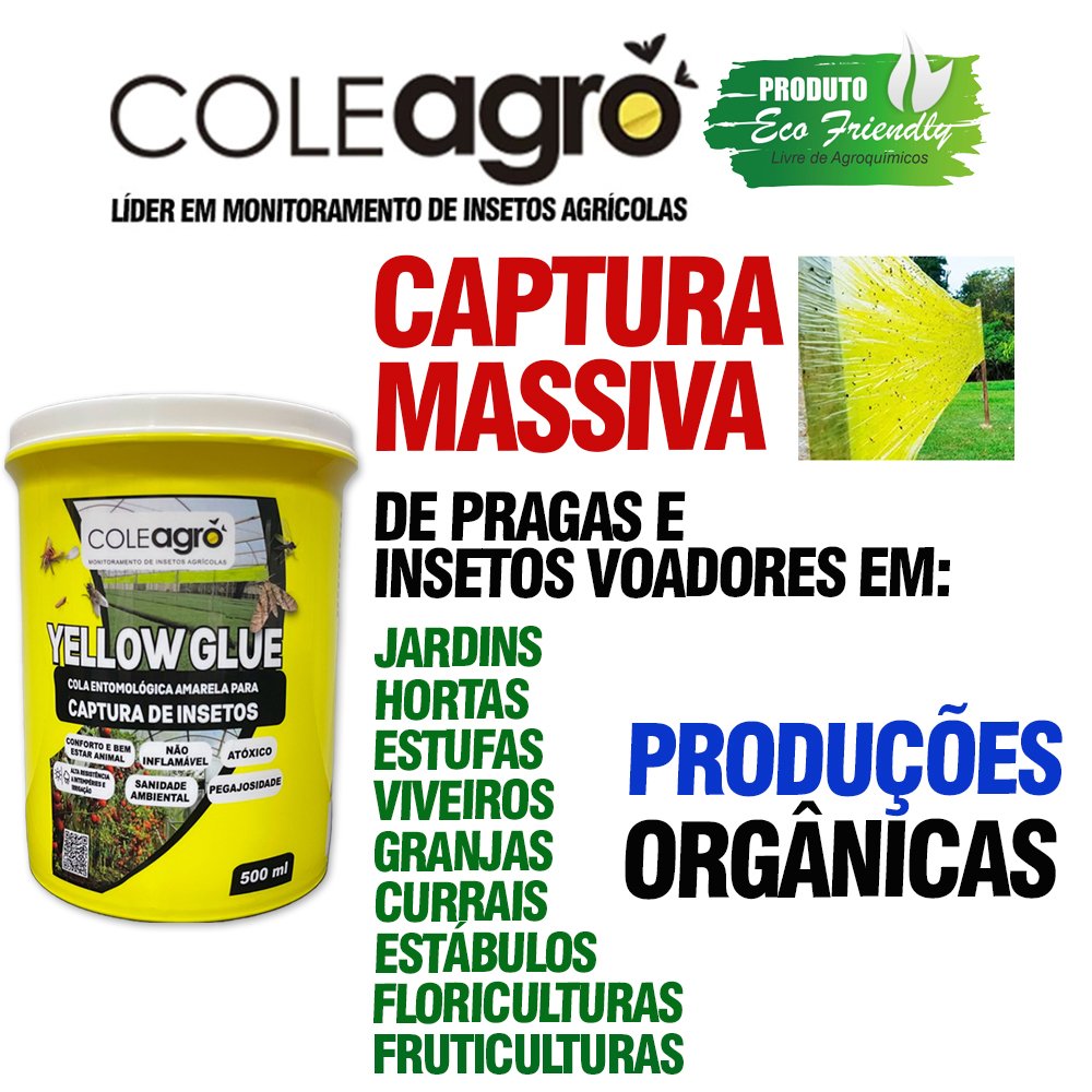 Cola Entomológica Amarela Captura Adesiva Para Insetos - Yellow Glue 500 Ml - Emb. Contém 12 Unidades