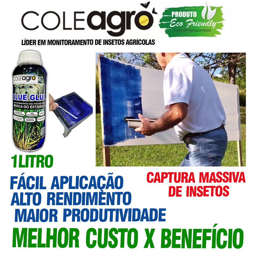 Cola Entomológica Azul Captura Adesiva Para Insetos - Blue Glue 1 Litro - Emb. Contém 12 Unidades