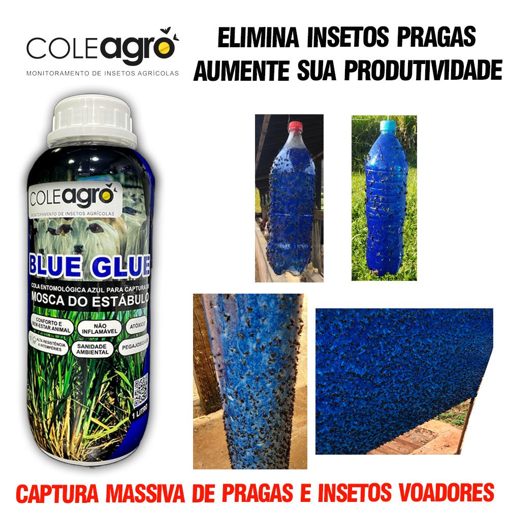 Cola Entomológica Azul Captura Adesiva Para Insetos - Blue Glue 1 Litro - Emb. Contém 12 Unidades