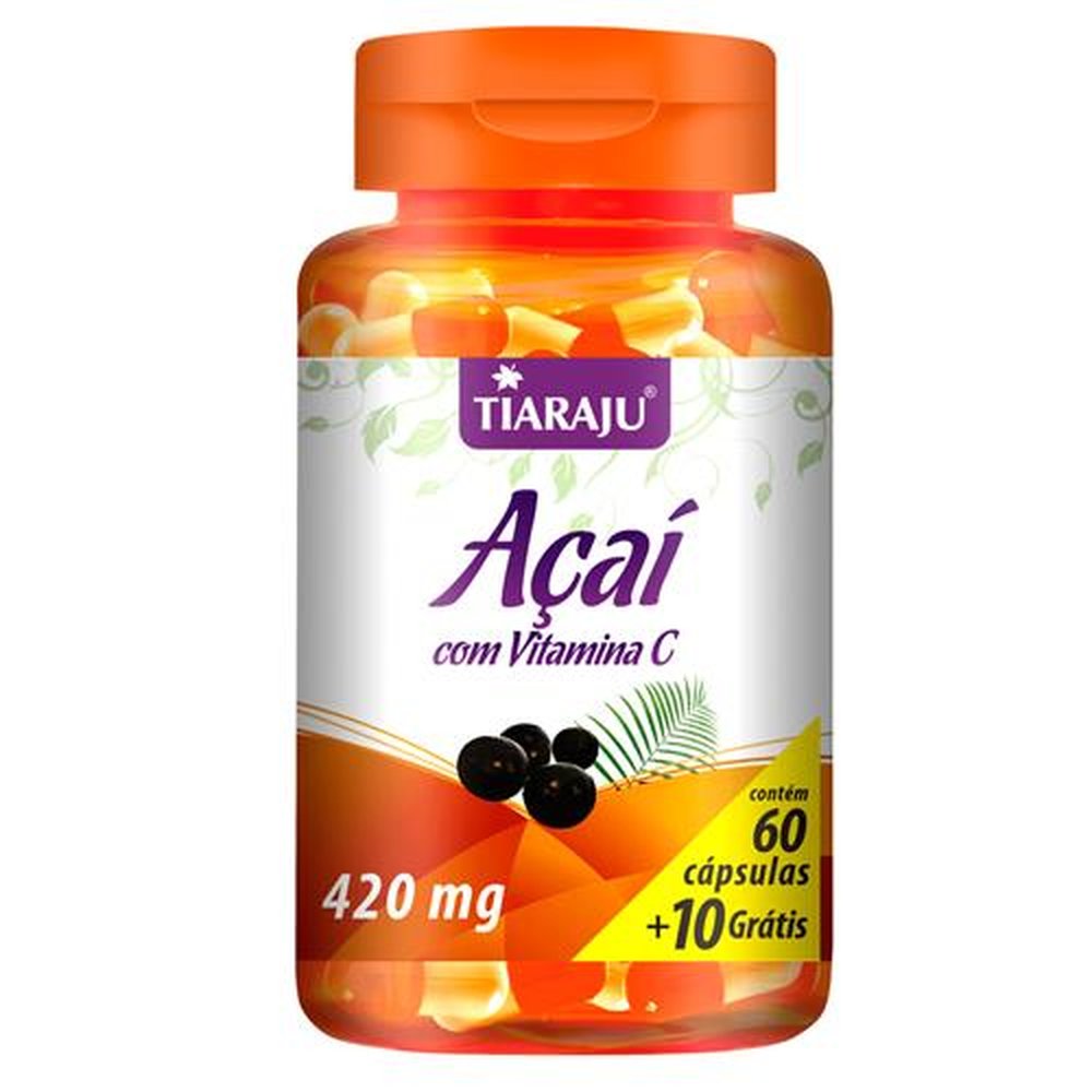 Açaí + Vitamina C 420Mg 60+10 Cápsulas - TIARAJU