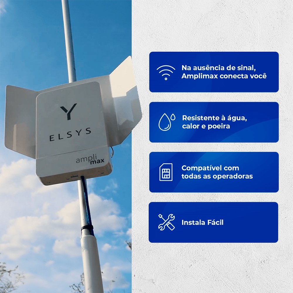 Roteador Externo Elsys 4G Voz/Dados Amplimax EPRL12 - 70 Mbps, Heptaband