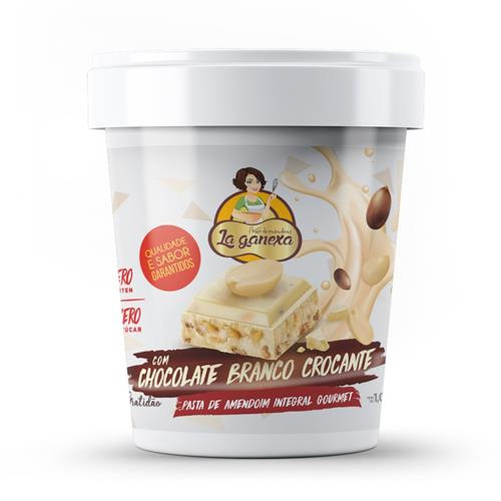 Pasta de Amendoim Chocolate Branco 450g - Embalagem contém 12 unidades
