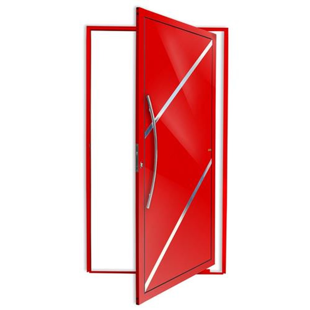 Porta Pivotante Lambril Duna com Puxador Lado Esquerdo Super Vermelho Brilhante 120