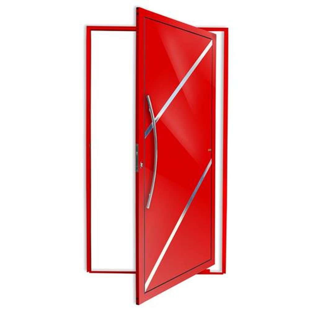 Porta Pivotante Lambril Duna com Puxador Lado Esquerdo Super Vermelho Brilhante 120