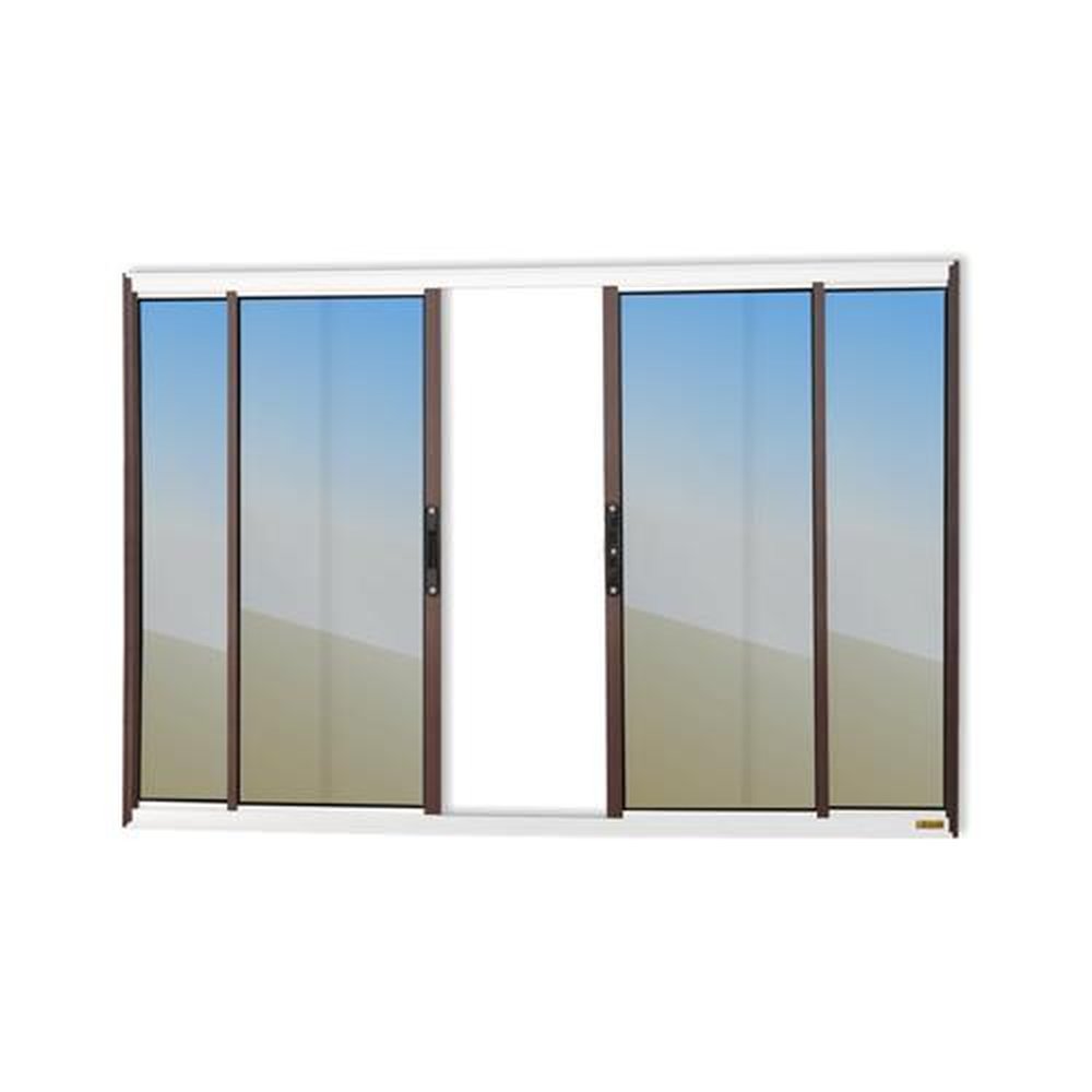 Janela Confort 4 Folhas 100 X 100 Vidro Reflex Mix Corten