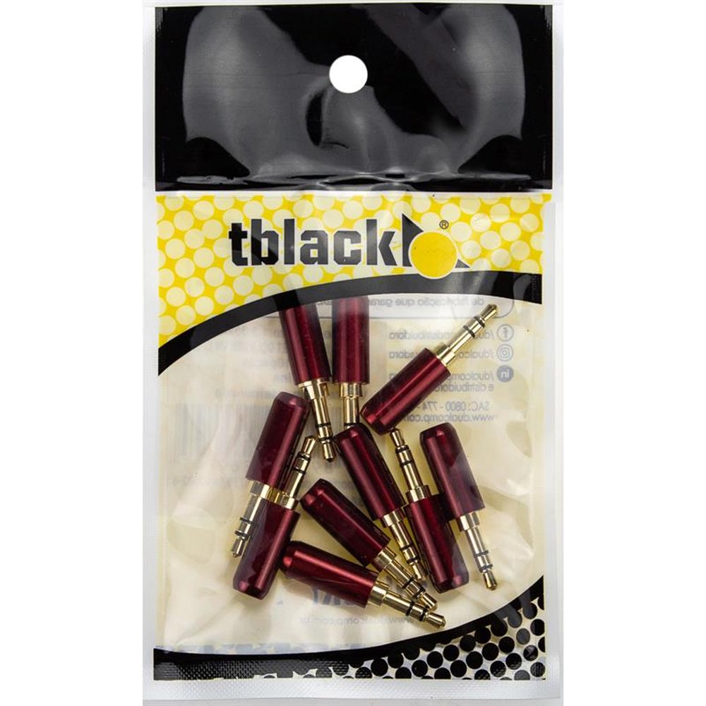 Plug P2 Stereo Profissional Metálico Gold 6mm Vermelho Com 10 Peças