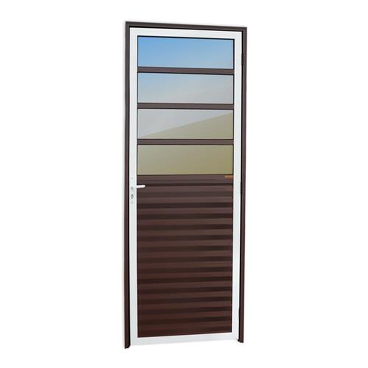 Porta de Cozinha 80 Lado Esquerdo Linha 25 Vidro Reflex Mix Corten