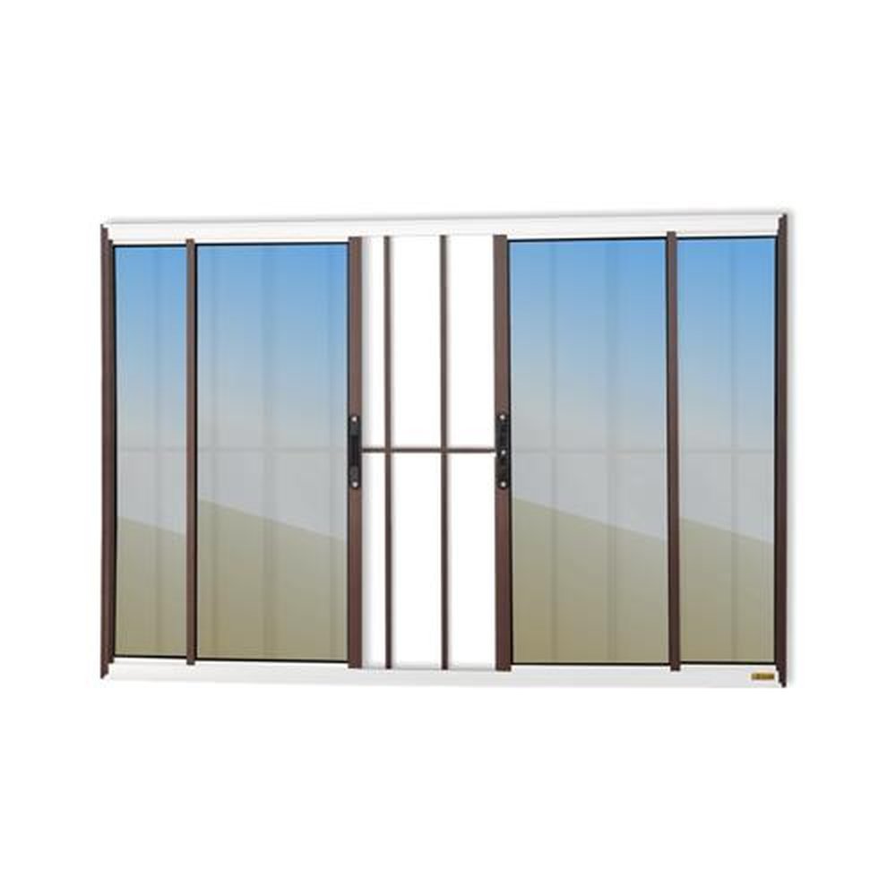 Janela Confort 4 Folhas com Grade 100 X 120 Vidro Reflex Mix Corten