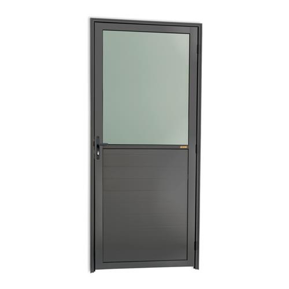 Porta Meia Lambril Meia Vidrao Lado Esquerdo Super Cinza Acetinado 80 Vidro Boreal