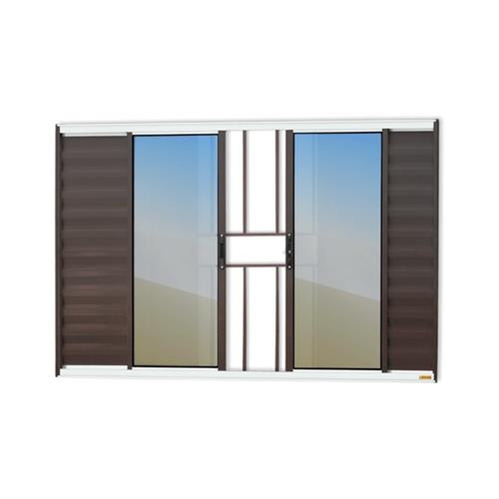 Veneziana Confort 6 Folhas com Grade 100 X 200 Vidro Reflex Mix Corten