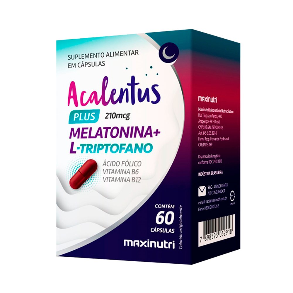 Acalentus Melatonina L Triptofano Maxinutri 60 Capsulas