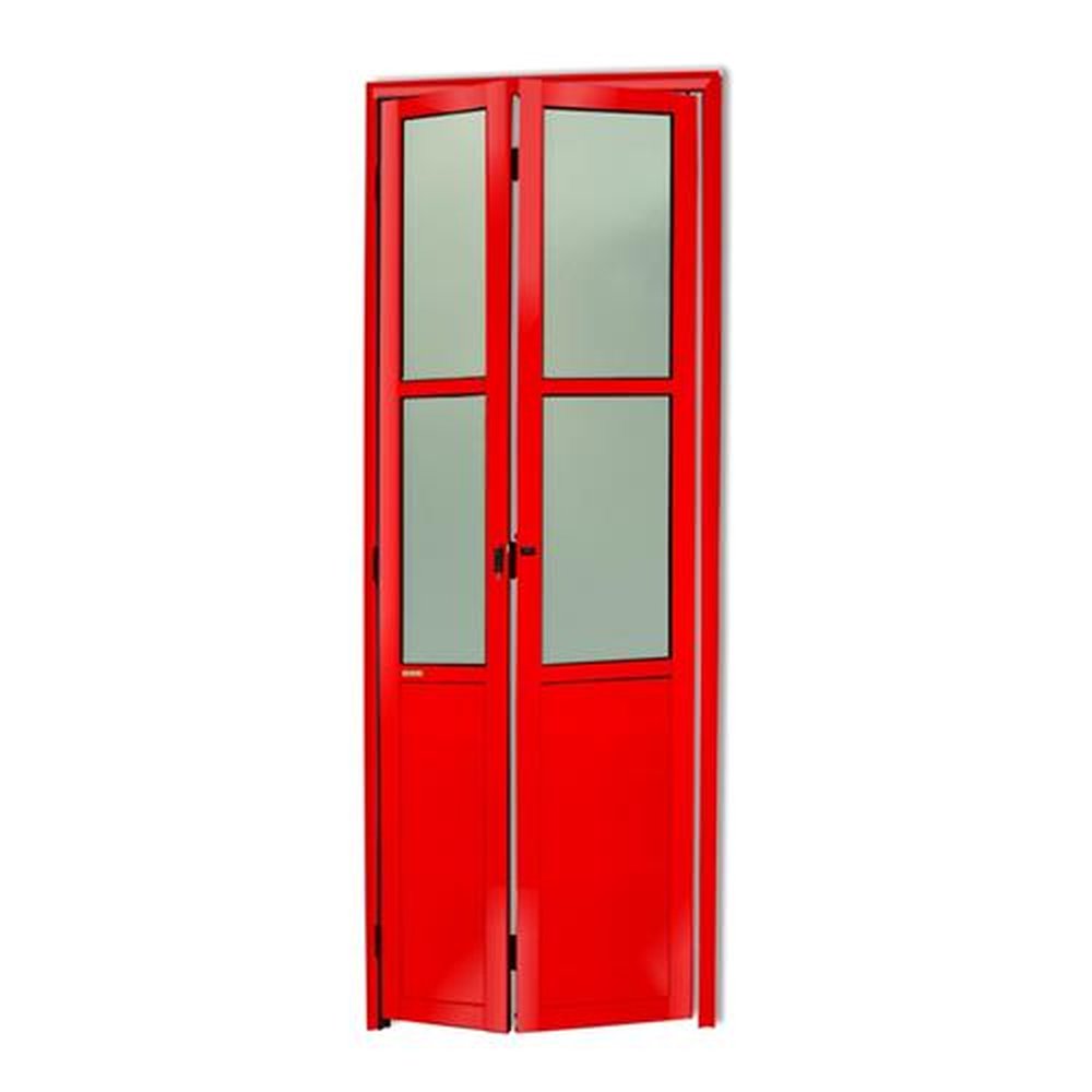 Porta Camarao Meia Lambril Meia Vidrao Lado Direito Linha 25 Vermelho Brilhante 80 Vidro Boreal