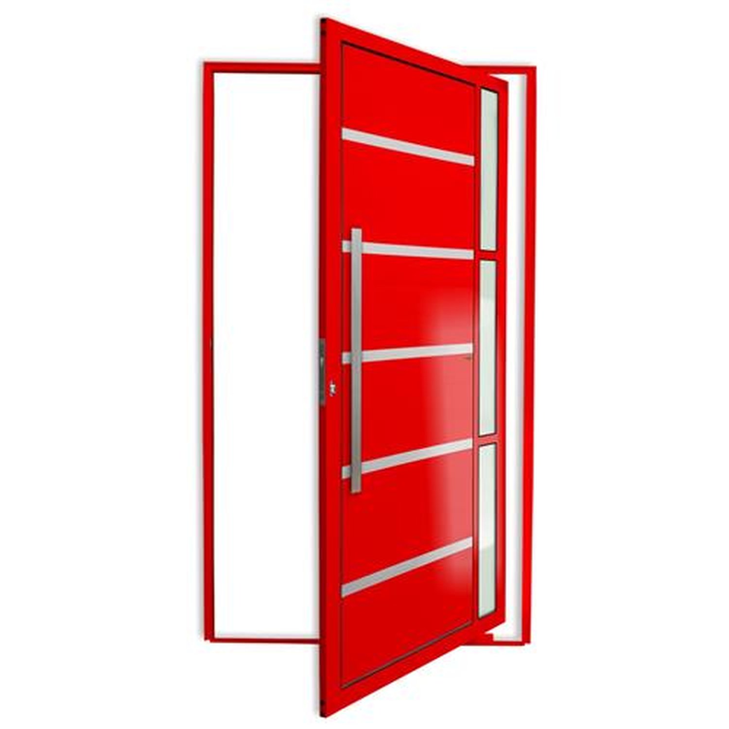 Porta Pivotante Lambril Miraggio com Puxador Lado Esquerdo Super Vermelho Brilhante 100