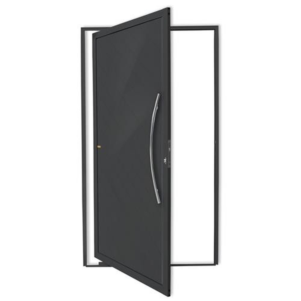 Porta Pivotante Lambril Savana com Puxador Lado Direito Super Cinza Acetinado 120