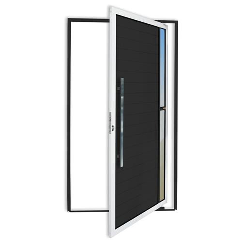 Porta Pivotante Lambril Visione com Puxador Lado Esquerdo Super Mix Preto 100