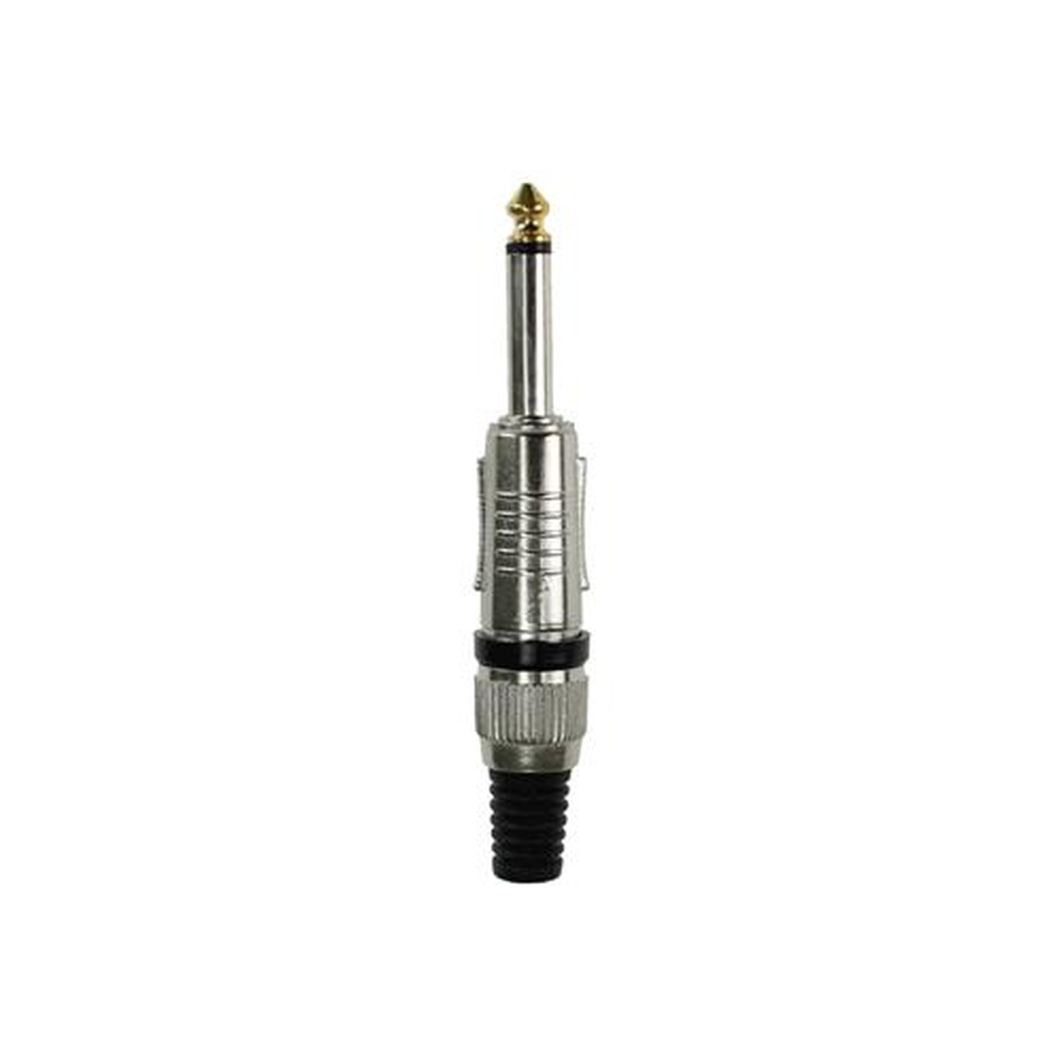 Plug P10 Mono Niquelado Listra Preto Com 10 Peças