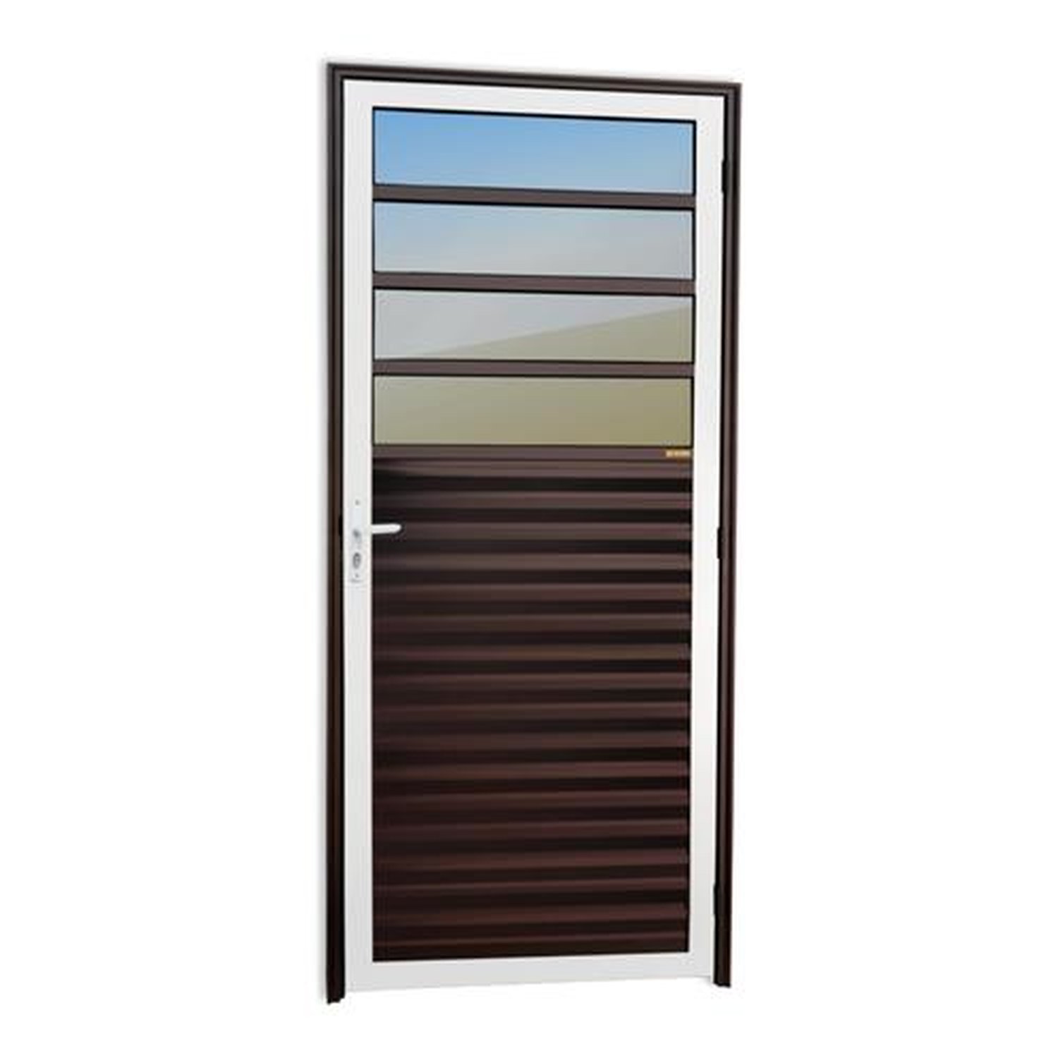 Porta de Cozinha 86 Lado Esquerdo Super Vidro Reflex Mix Corten