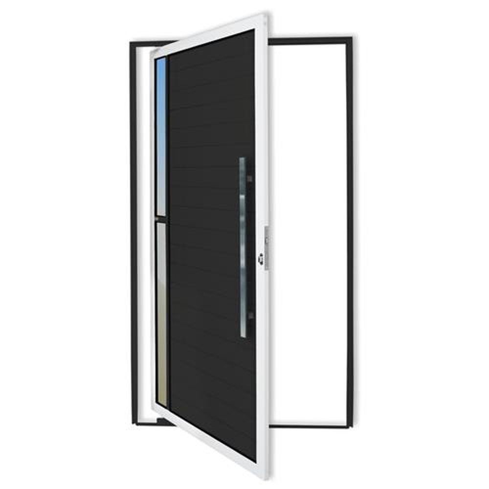 Porta Pivotante Lambril Visione com Puxador Lado Direito Super Mix Preto 100