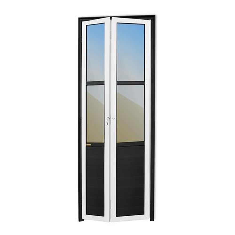 Porta Camarao Meia Lambril Meia Vidrao Lado Direito Linha 25 Mix Preto 70 Vidro Reflex
