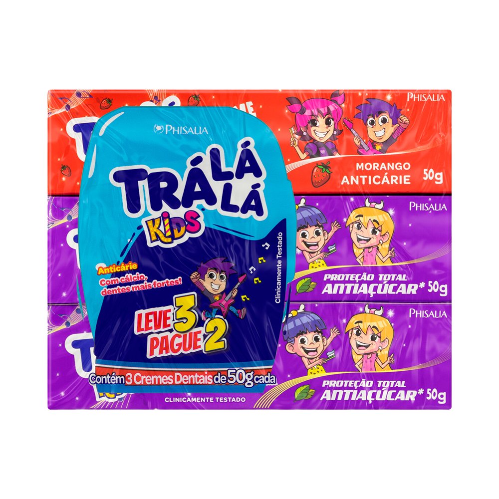Creme Dental Tralala Kids Anti Acucar Leve3 Pague2 50g