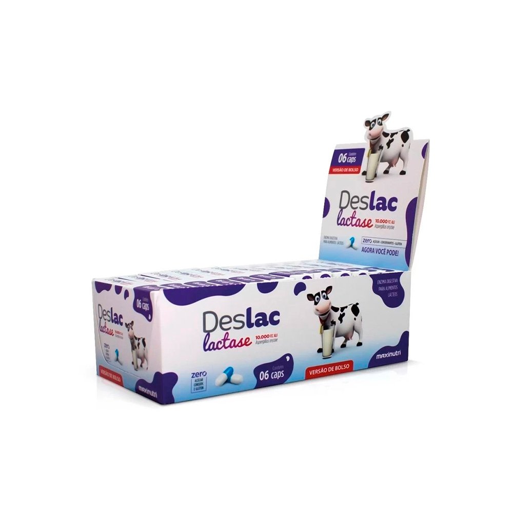 Deslac Lactase 10000 Ui Maxinutri Display 6x12 Capsulas