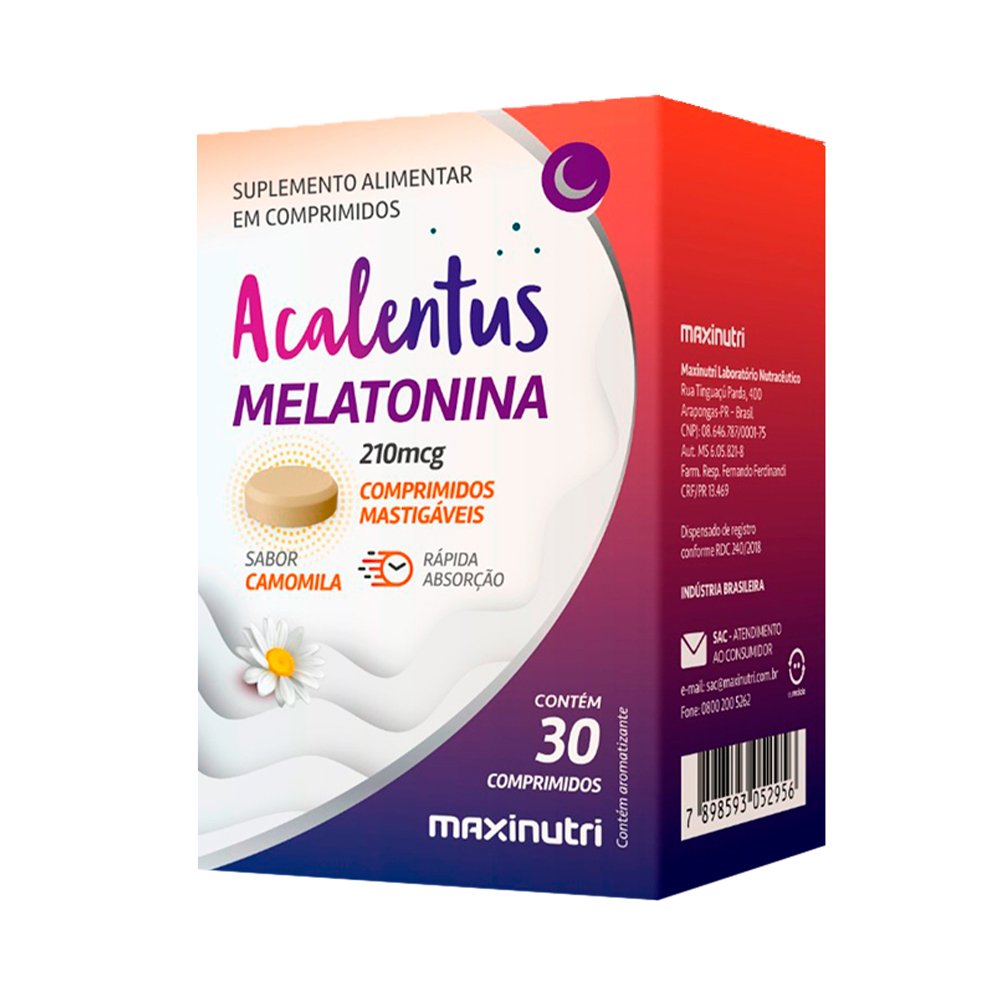 Acalentus Melatonina Maxinutri 30 Comprimidos Mastigaveis