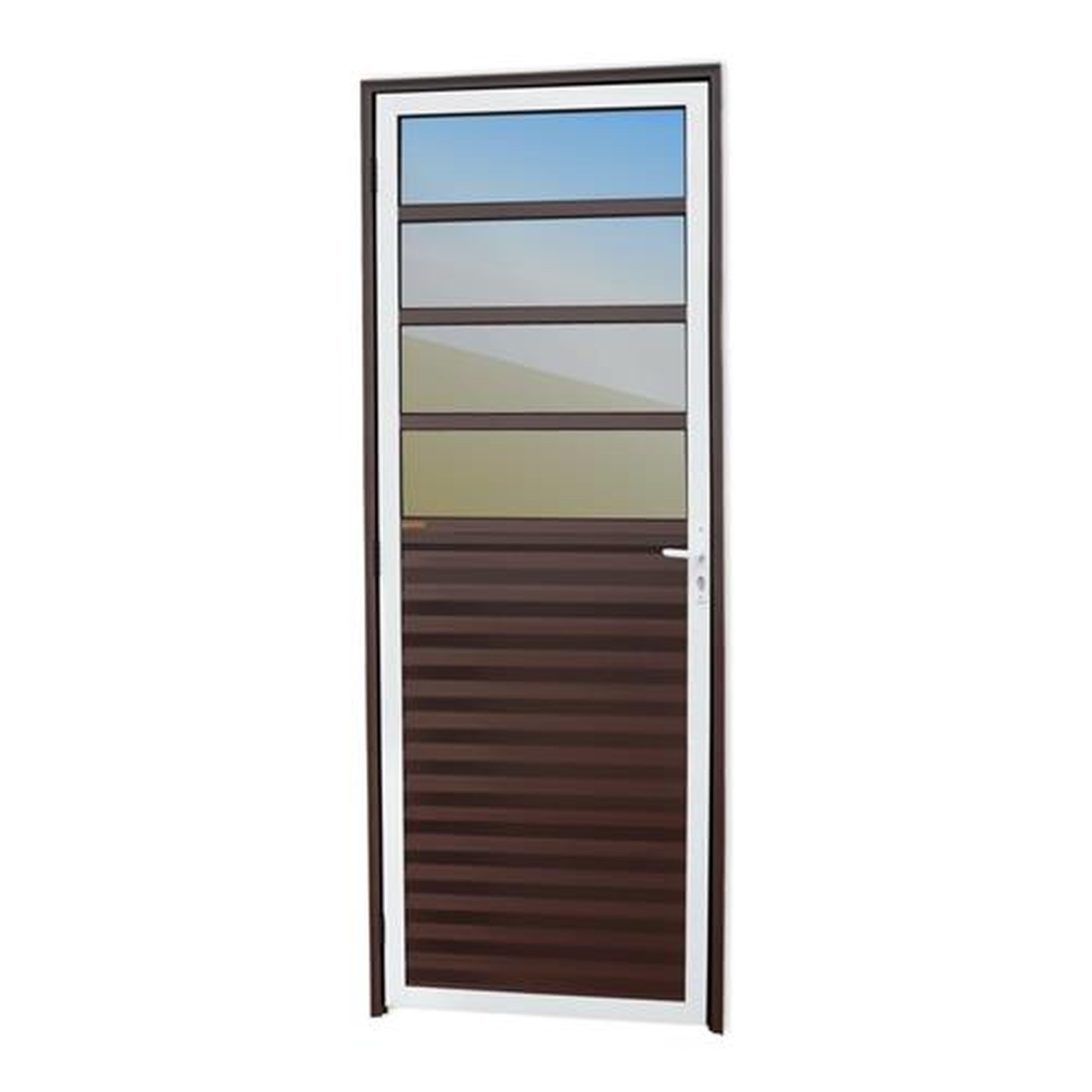 Porta de Cozinha 80 Lado Direito Linha 25 Vidro Reflex Mix Corten