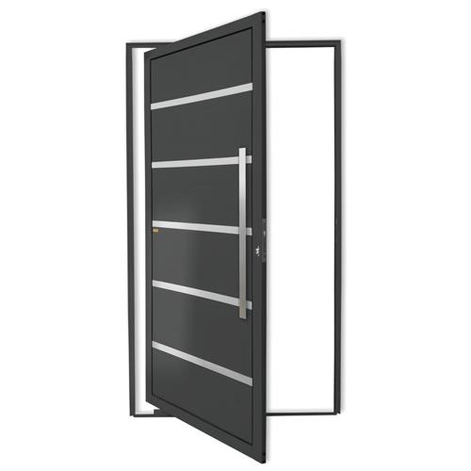 Porta Pivotante Lambril Premium com Puxador Lado Direito Super Cinza Acetinado 120